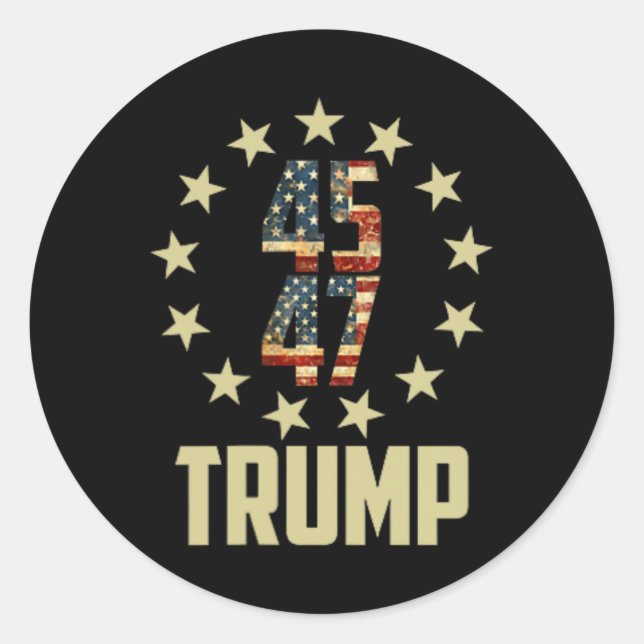Sticker Rond Trump 45 47 Mega Potus (Devant)
