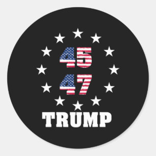 Sticker Rond Trump 45 47 Président Usa Drapeau 2024 2025 Gagnan