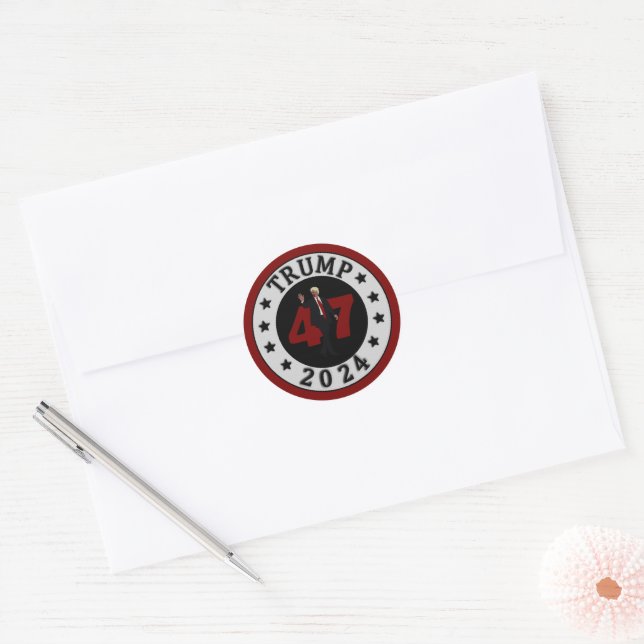 STICKER ROND TRUMP 47 2024 (Enveloppe)