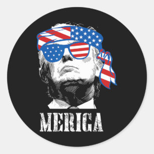 Sticker Rond Trump 4 juillet les Américains Drapeaux Hommes Drô