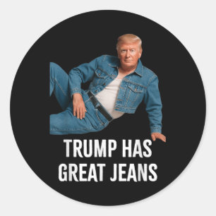 Sticker Rond Trump A De Grands Jeans Drôle Graphique Teinté Ret