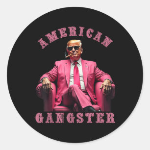 Sticker Rond Trump American Gangster 47ème président drôle