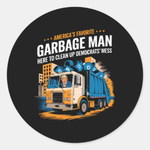 Sticker Rond Trump Amériques L'Homme-poubelle Préféré Trump En
