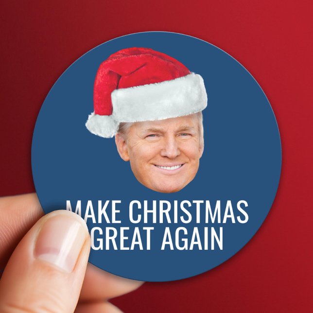 Sticker Rond Trump avec Santa Hat - Rendre Noël magnifique (Custom Sticker)