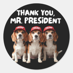Sticker Rond Trump Beagles Pour Trump Supporter Dog Owner Man W