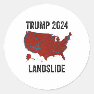 Sticker Rond Trump - Carte des élections de 2024 à la suite d'u