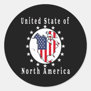 Sticker Rond Trump Carte Satire États-Unis D'Amérique Du Nord