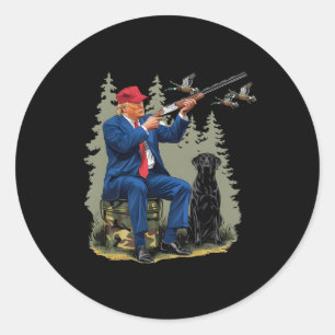 Sticker Rond Trump Chasse au canard Donald Trump Vieux Camoufle