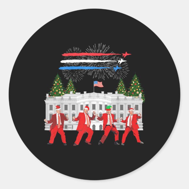 Sticker Rond Trump Daddy Accueil Maison Blanche Danse Faire Noë (Devant)