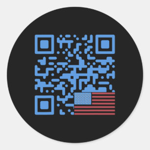 Sticker Rond Trump Dance Qr Code Vintage Usa Drapeau Trump -ele