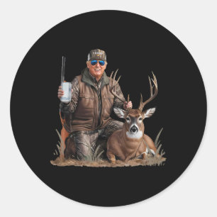 Sticker Rond Trump Deer Hunter Donald Trump Old School Camoufl