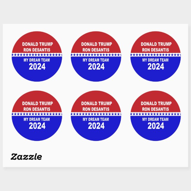 Sticker Rond Trump DeSantis 2024 My Dream Team (Feuille)