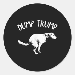 Sticker Rond Trump Dog Pooping Dump