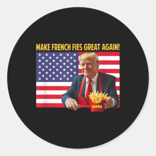 Sticker Rond Trump Drôle Faire Frites Grande Encore Trump Méga 