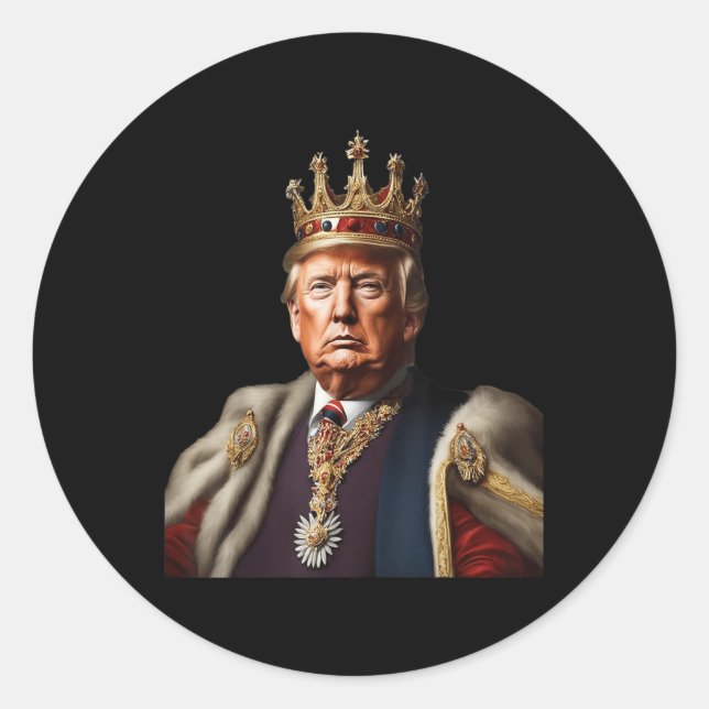 Sticker Rond Trump Est Le Roi Longtemps Vivant Le Roi Américain (Devant)