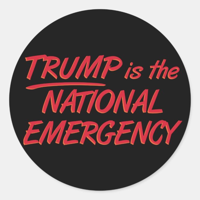 Sticker Rond Trump Est L'Urgence Nationale (Devant)
