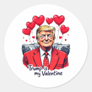 Sticker Rond Trump est mon coeur de Saint Valentin drôle
