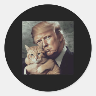 Sticker Rond Trump Et Chat - Drôle Trump Cat Meme