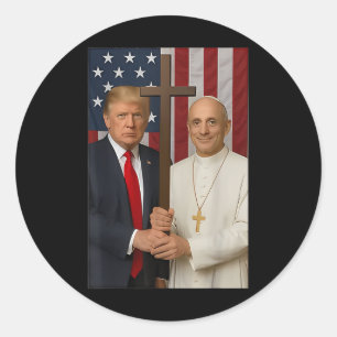 Sticker Rond Trump Et Chemise Du Pape - Le Pape Leo Xiv Dieu Bé