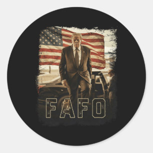 Sticker Rond Trump Fafo Vintage Président Trump 2026