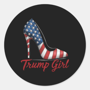 Sticker Rond Trump Girl High Heel Stilettos Drapeau américain T