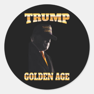 Sticker Rond Trump Golden Age Silhouette 45 47 Cravate d'or