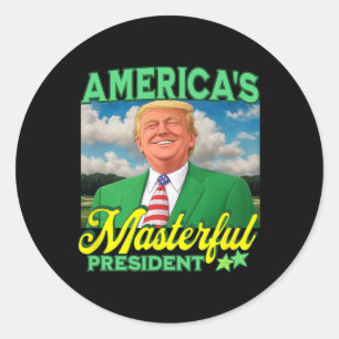 Sticker Rond Trump Golfer Le puissant président américain Men's