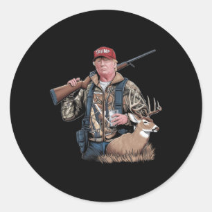 Sticker Rond Trump Hunting Deer (avant et arrière) Make Hunting