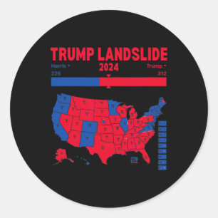 Sticker Rond Trump Landslide 2024 Carte électorale 312 Carte de