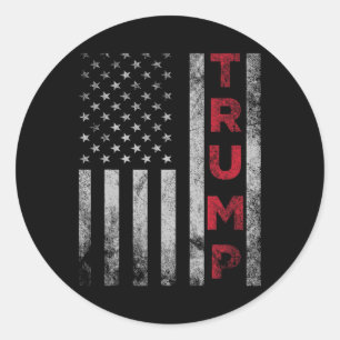Sticker Rond Trump, le drapeau américain vintage