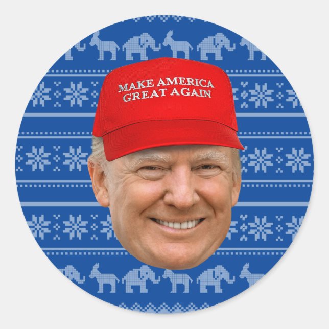 Sticker Rond TRUMP MAGA Noël (Devant)