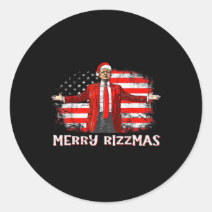 Sticker Rond Trump Merry Rizzmas Drôle Humoristique Trump Dance