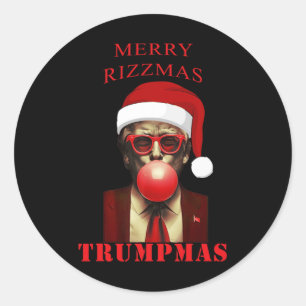 Sticker Rond Trump Merry Rizzmas Trumpmas Funny Christmas Bubbl
