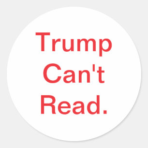 Sticker Rond Trump ne peut pas lire la bande dessinée de Jeff H