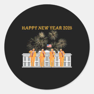 Sticker Rond Trump Nouvel An 2025 Feu d'artifice de la Maison B