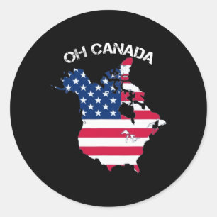 Sticker Rond Trump Oh Canada ! Carte de l'Amérique du Nord avec