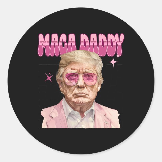 Sticker Rond Trump Pink Sungles Maga Daddy Funny Trump 2024 (Devant)