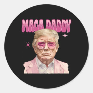 Sticker Rond Trump Pink Sungles Maga Daddy Funny Trump 2024