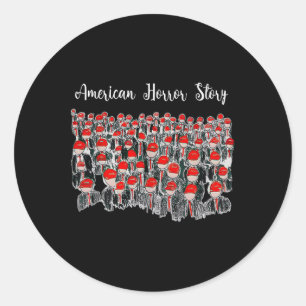Sticker Rond Trump Président Usa Drapeau Halloween Horreur Hist