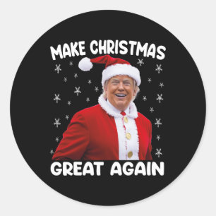 Sticker Rond Trump redonne à Noël sa grandeur Père Noël Trump 1