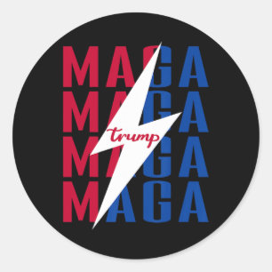 Sticker Rond Trump Shirt drapeau style Vintage Poster Mega 2024