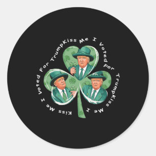 Sticker Rond Trump St Patrick's Day 2025 Funny Kiss Me J'ai vot