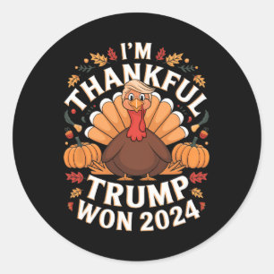 Sticker Rond Trump Thanksgiving Je remercie Trump d'avoir gagné