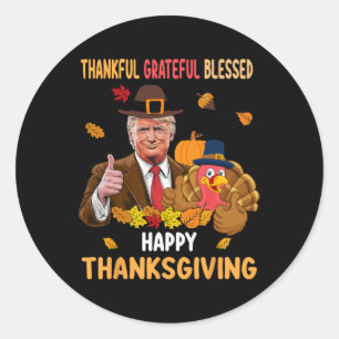 Sticker Rond Trump Thanksgiving Turquie Automne Merci Gratuit