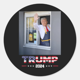 Sticker Rond Trump travaille au volant d'une Trump qui sert des