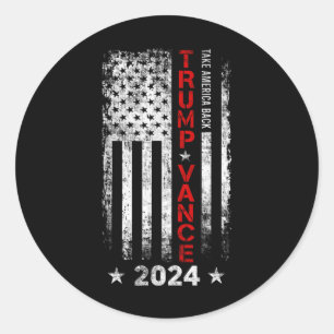 Sticker Rond Trump Vance 2024 : Drapeau américain Vintage - pre