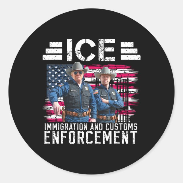 Sticker Rond Trump Vance Ice Immigration Et Application Des Dro (Devant)