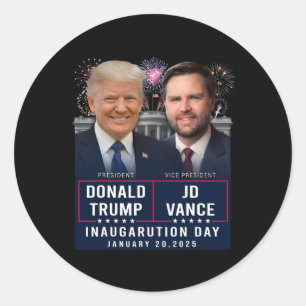 Sticker Rond Trump Vance Jour d'investiture 2025 Donald Trump J
