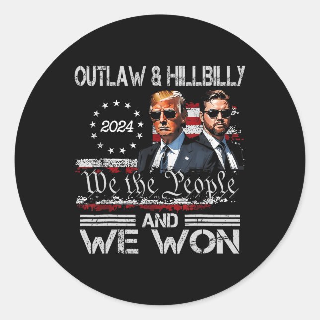 Sticker Rond Trump Vance We Won Win Inauguration Day 2025 47th (Devant)