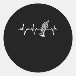 Sticker Rond Trumpet Hearbeat Trumpeter Gift Idea